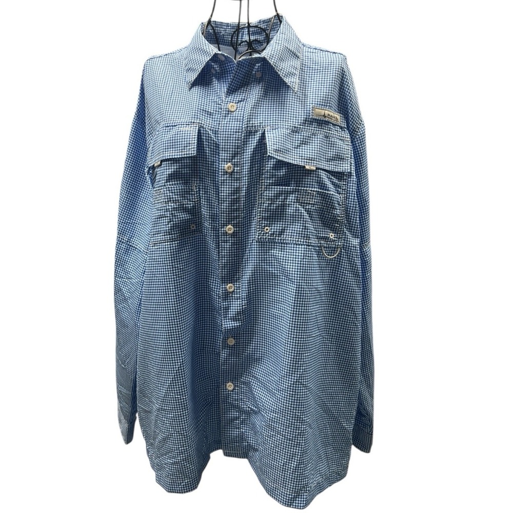 Habit Blue Solar Plaid‎ Fishing Shirt Long Sleeve UV 40+ Men's XL
